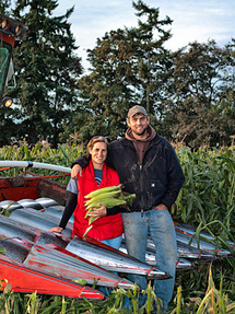 Molly Pearmine McCargar and brother Ernie Pearmine during corn harvest.